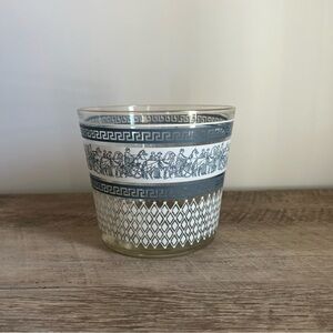 Vintage ICE BUCKET “Patrician” Jeannette Glass‎ Blue & White Greek Design MCM